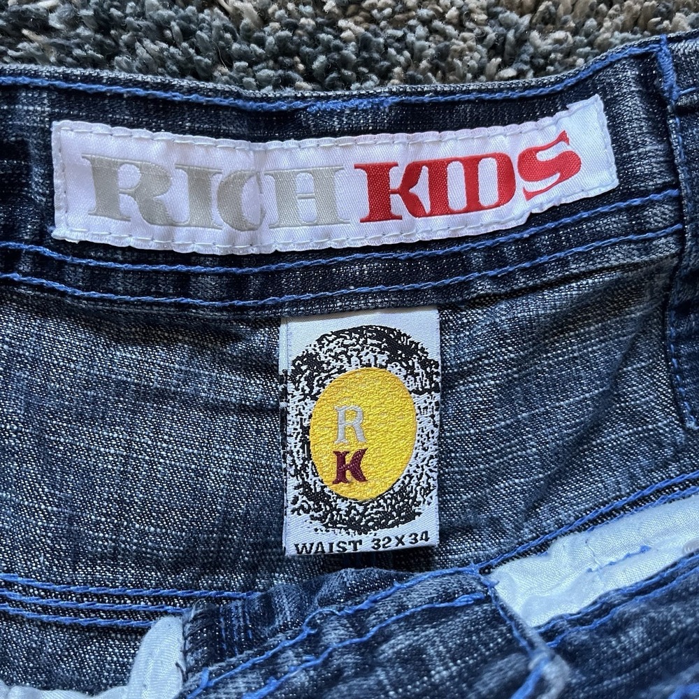 Rich Kids Men's Grunge Skater Wide Leg Relaxed Jeans Sz 32x34 Actual: 32Wx32L - Picture 3 of 10